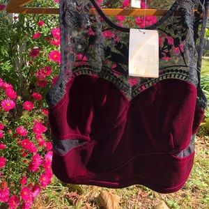 Urban outfitters crop top velvet mesh